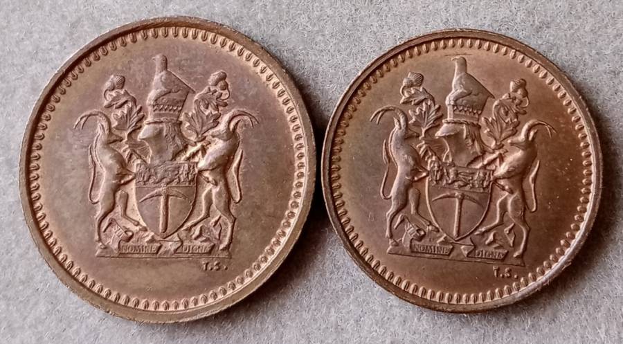1970 Rhodesia uncirculated 1c and 1/2c set