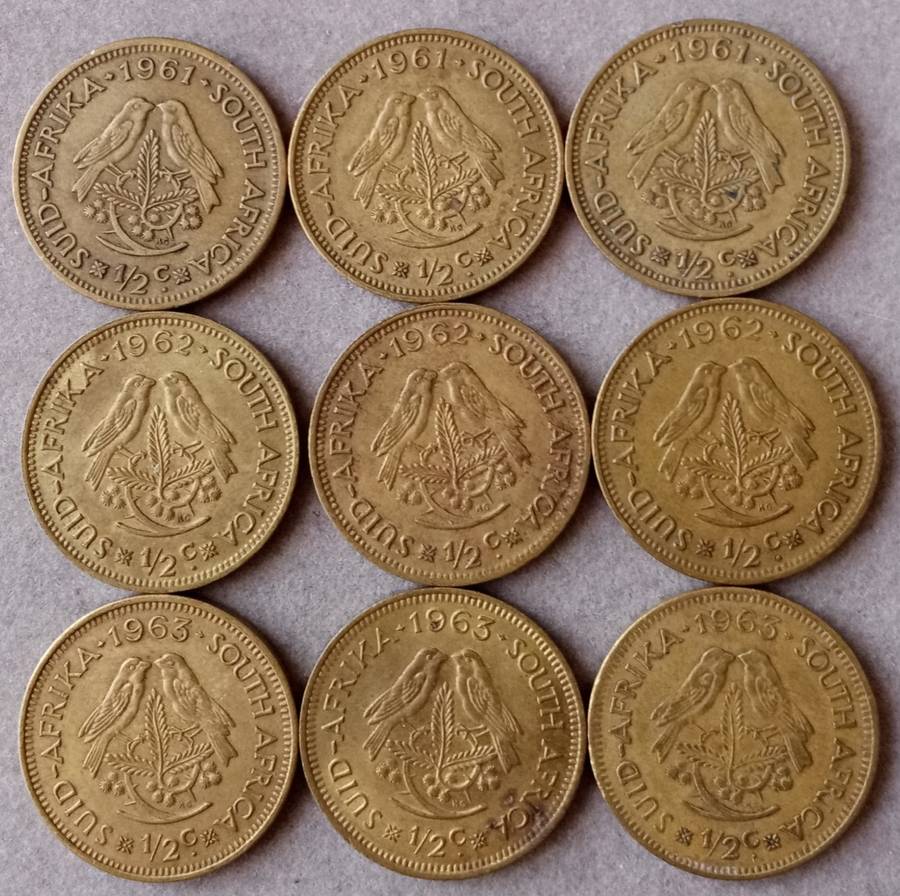 Lot of x9 republic 1/2c coins (1961-1963)