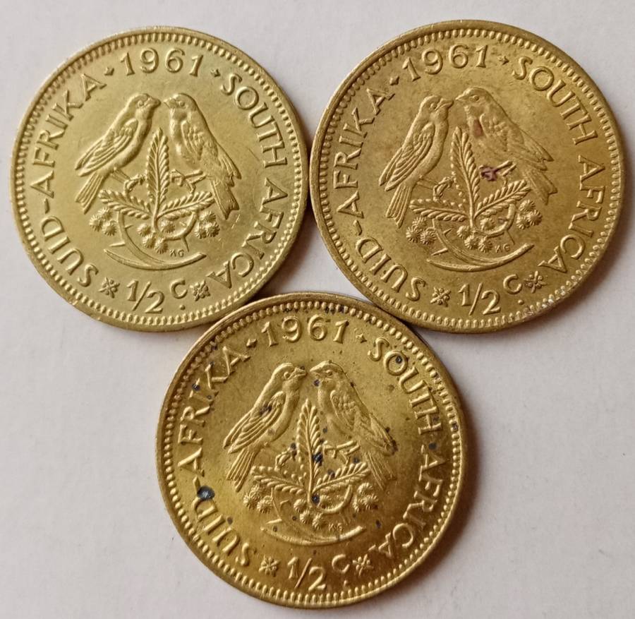 Lot of x3 republic 1/2c coins in higher grade (1961)