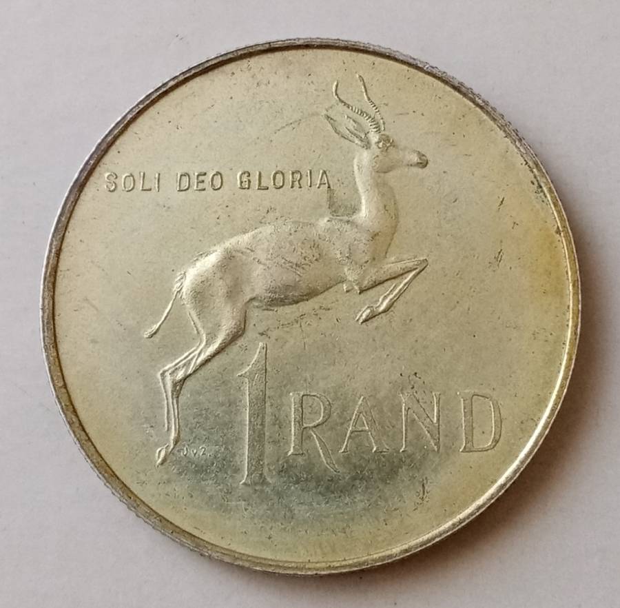 1967 Afrikaans republic proof silver R1 (Toned)