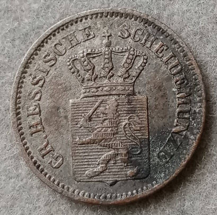 1862 German States Hesse - Darmstadt silver 1 Kreuzer