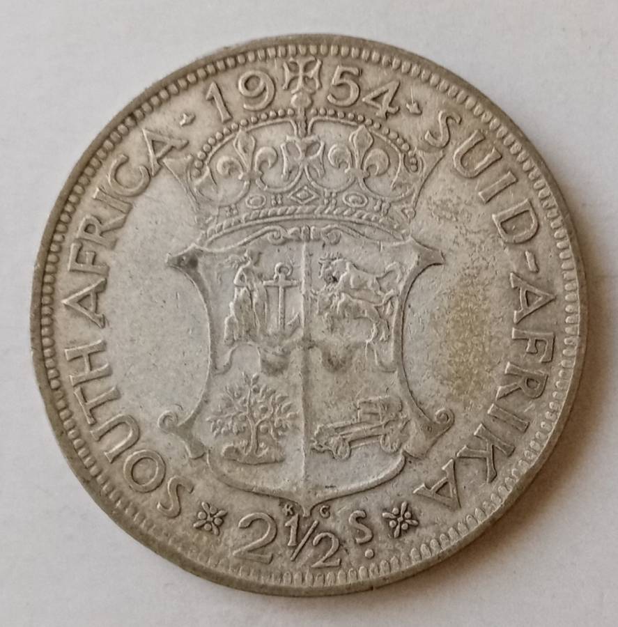 1954 Union silver 2 1/2 Shillings as per images
