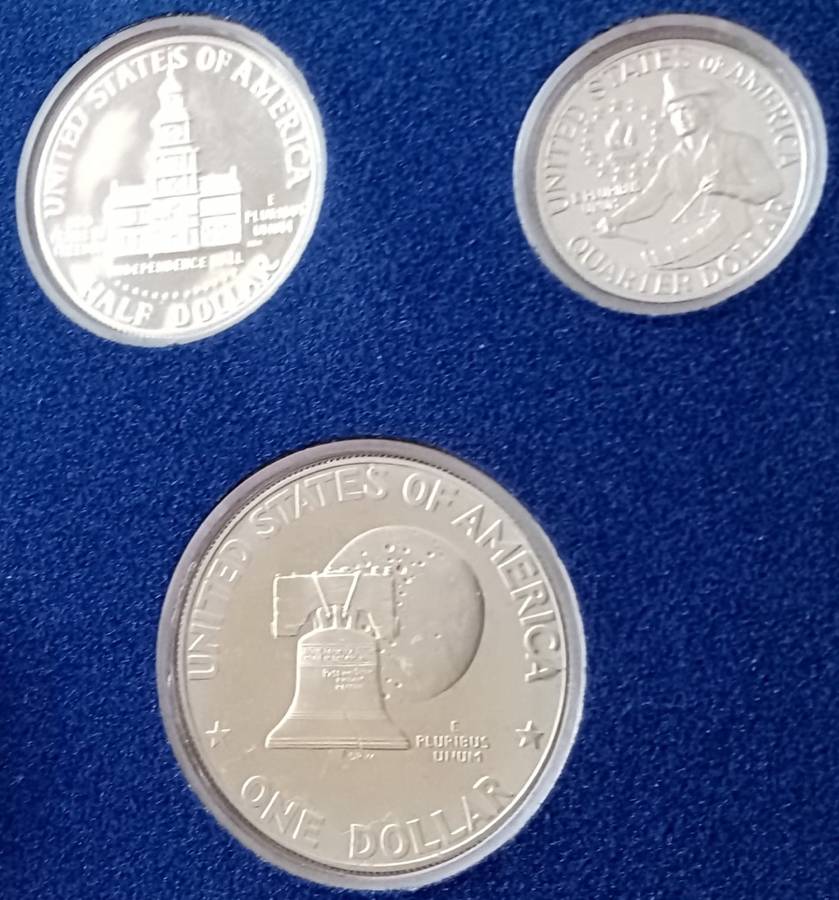 1976 S USA Bicentennial 40% silver 3 coin proof set in original packaging