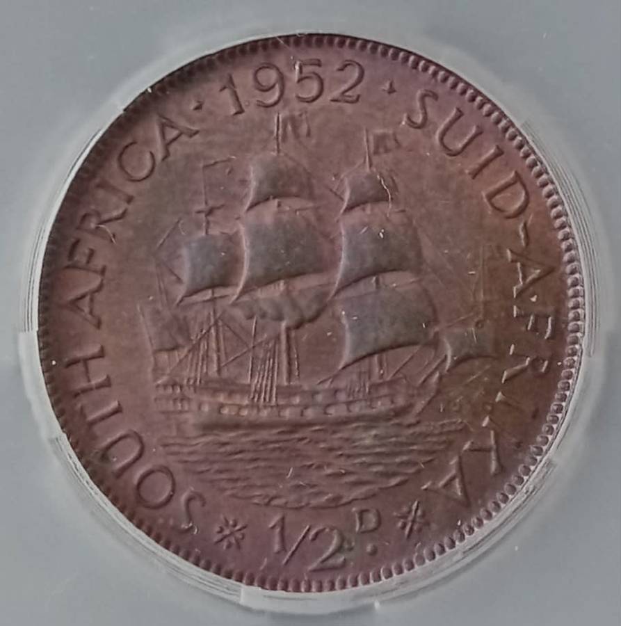 Nice 1952 Union 1/2 penny SANGS MS63 RB