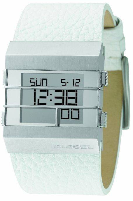 *Brand New* Diesel Men's White Leather Strap Digital Caged U8nique Watch DZ707  Trendy and "with-it"