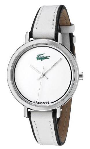 *BRAND NEW*LACOSTE WHITE AND BLACK LEATHER STRAP LADIES WATCH - 2000501*Fun and Unique*