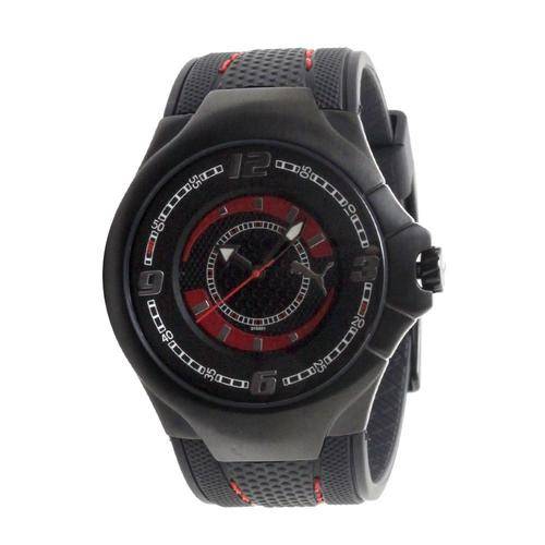 BRAND NEW PUMA Men's slim Pedal II Black IP Black Dial Leather Watch  Red Stitching PU101681001