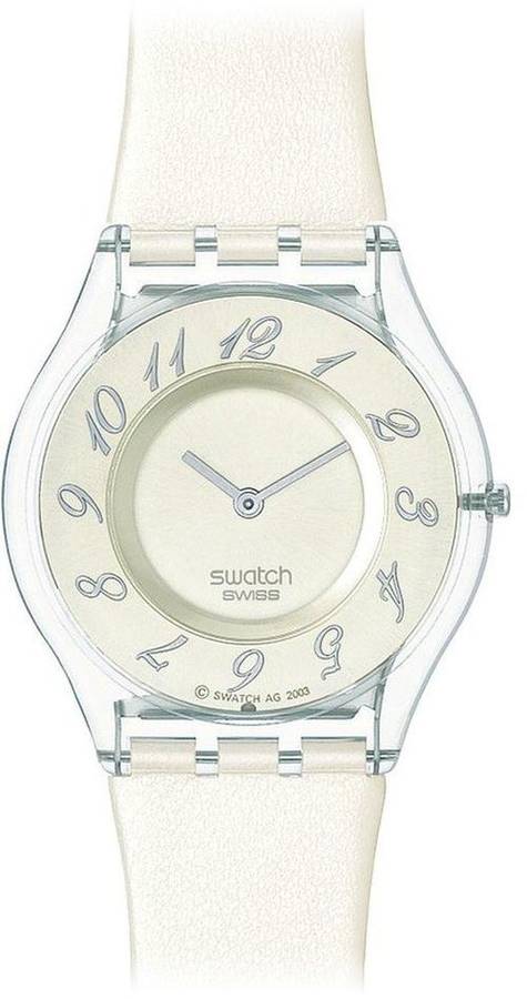 *Brand New* Swatch Unisex Slim Cream Leather Watch SFK199 *Petite and Stylish*