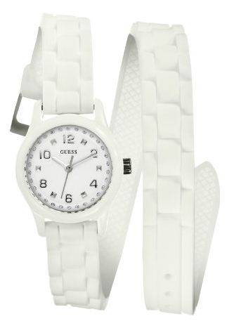*Brand New*GUESS Ladies White Silicon Wrap Watch with Swarovski elements round dial *Stunning*
