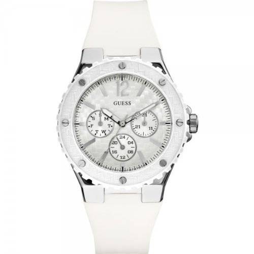 *Brand New* GUESS Women's Silicon White Chronograph Watch with Silver Bezel*Beautiful and Feminine**