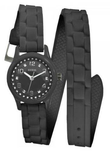 BRAND NEW GUESS Ladies Wrap Black Silicon Watch with Silver Studs *Unique*