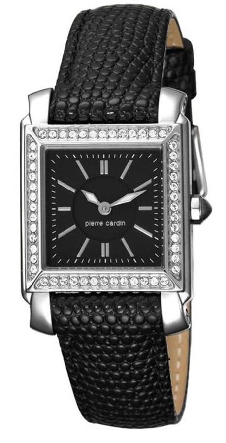 *Brand New* Pierre Cardin  Ladies Watch with Black Leather Dial and Crystal Bezel PC104212F01
