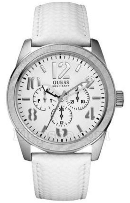 BRAND NEW Guess Gents White Leather Chronograph Watch W95129G1  **CLASSY Timepiece**