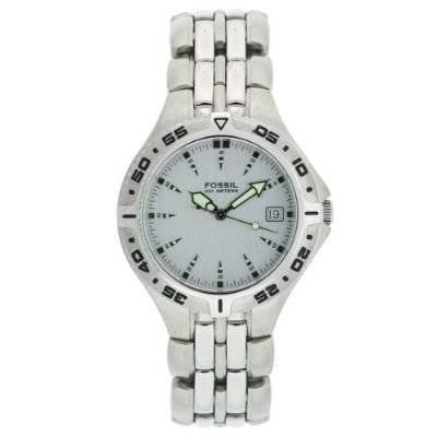 BRAND NEW Fossil Sport Collection Stainless Steel Brushed Silvertone Dial 100M Mens *STUNNING MODEL*