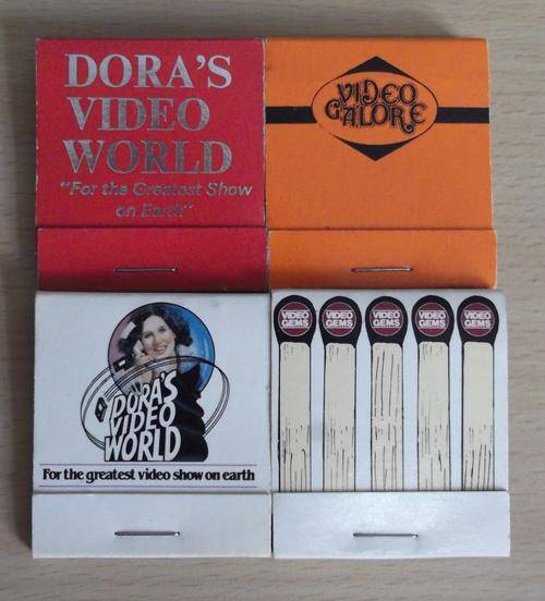 4 vintage, video store matchbooks - unused