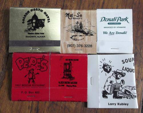 6 unused vintage matchbooks from Alaska