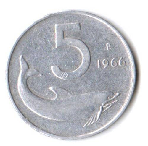 Italy 5 Lire 1966 *second rarest* - hard to find