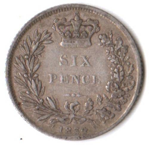 1834 Great Britain silver six pence William IV