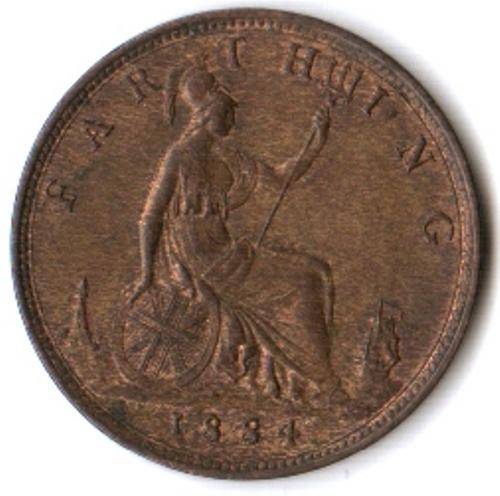 1884 Great Britain Farthing with toning