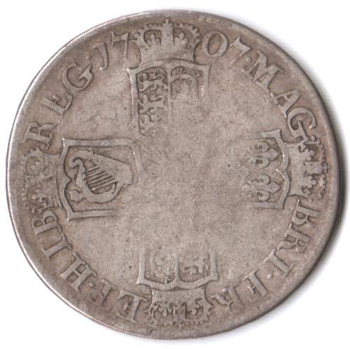 1707 Great Britain silver Half Crown, E below bust
