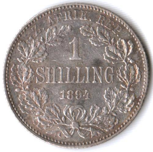 1894 ZAR silver 1 Shilling, cleaned