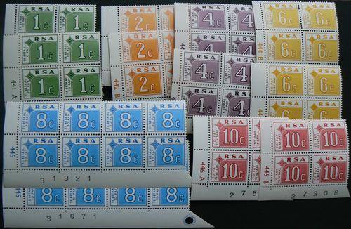 RSA 1972 Postage Due full set of 12 control blocks MNH - CV R3 000