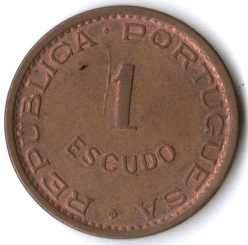 1968 Mozambique 1 Escudo aUNC toned