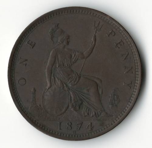 1874H Great Britain Penny *great detail