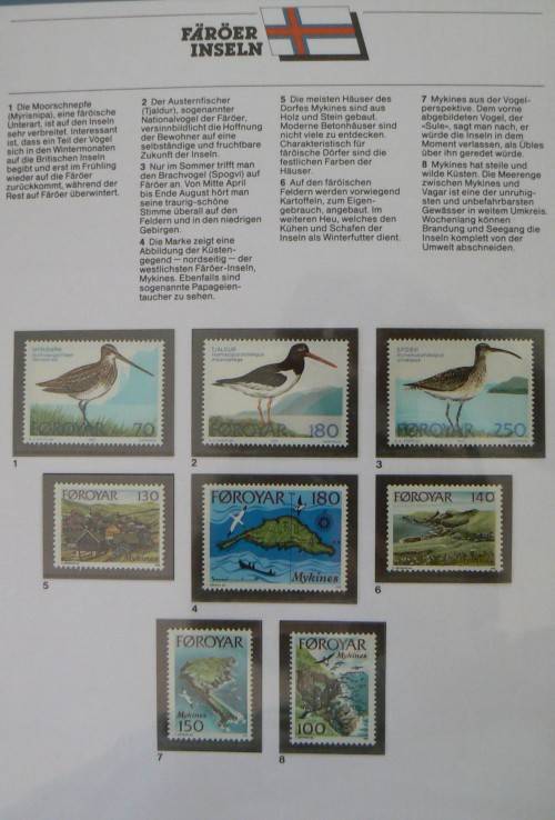 Faroe Islands near-complete set of MNH stamps 1975-1987 in German info folder CV$250+