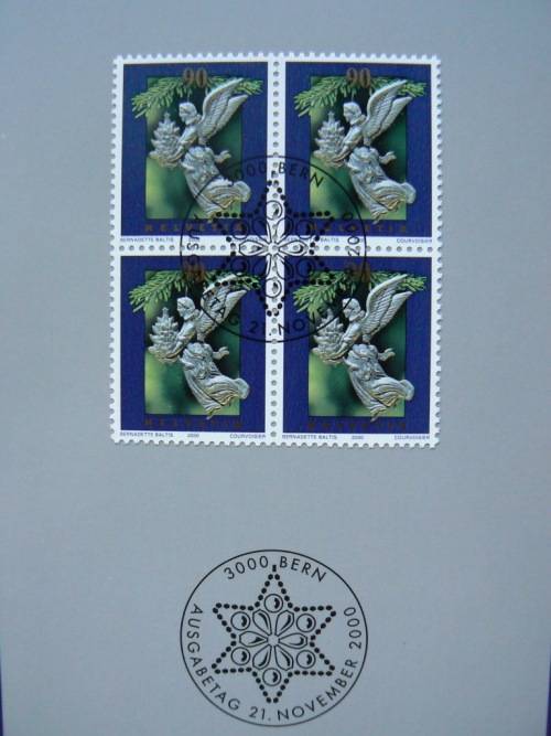 Switzerland 2000 lot of 36 officially cancelled stamps, 4 booklets + card with block of 4 - CV$150+
