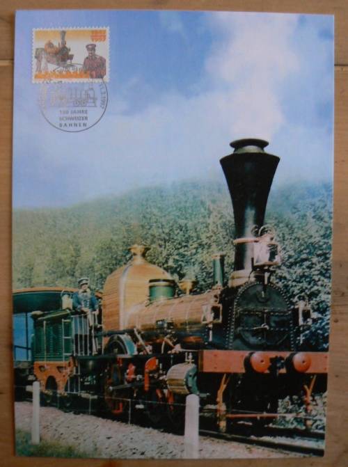 Switzerland 1997 special issue 2 maxi cards uncatalogued - 150 Years Swiss Rail & 140 Years Bahnpost