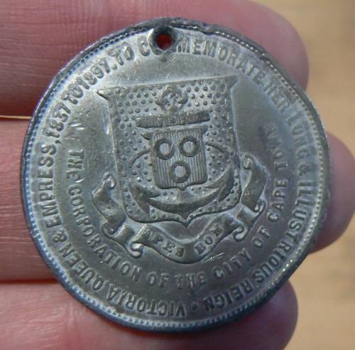 1897 Queen Victoria Cape Town lead medallion - no ribbon
