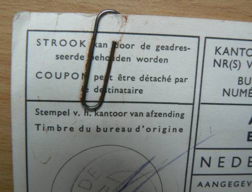 1967 Netherlands to Bloemfontein customs parcel post card with order details