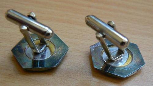 Vintage silver Van Riebeeck 5c coin cufflinks