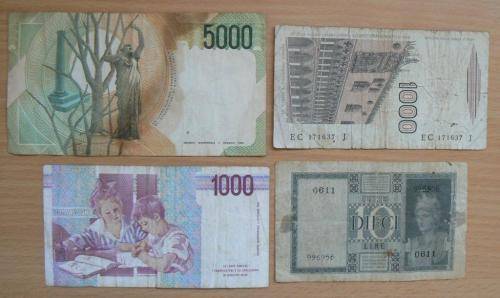 Italy lot of 4 old used banknotes - see listing for details