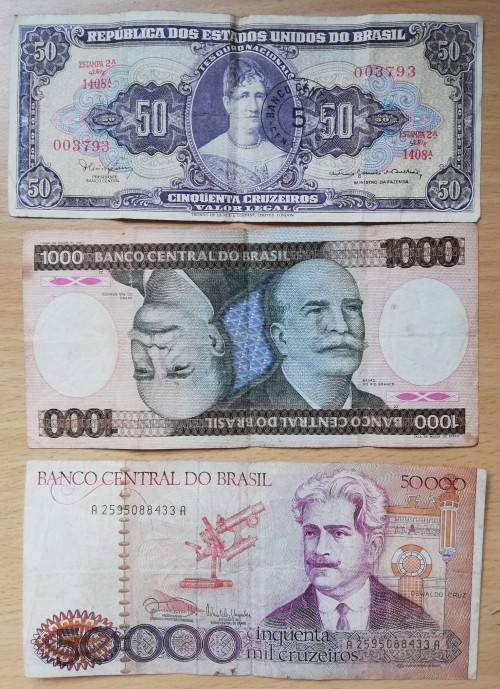 Brazil lot of 3 notes - see listing for details, one bid takes all