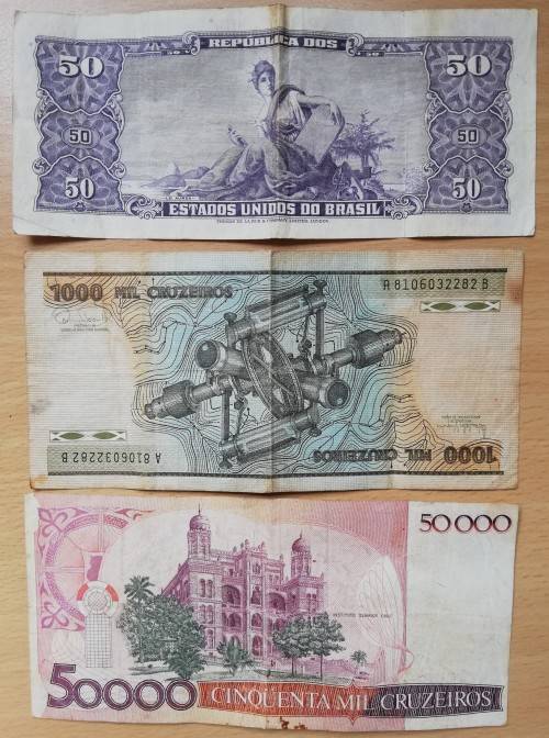 Brazil lot of 3 notes - see listing for details, one bid takes all