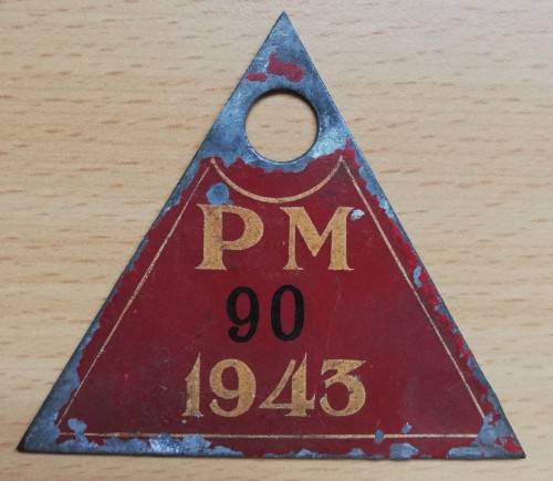 1943 Paarl Municipality bicycle license