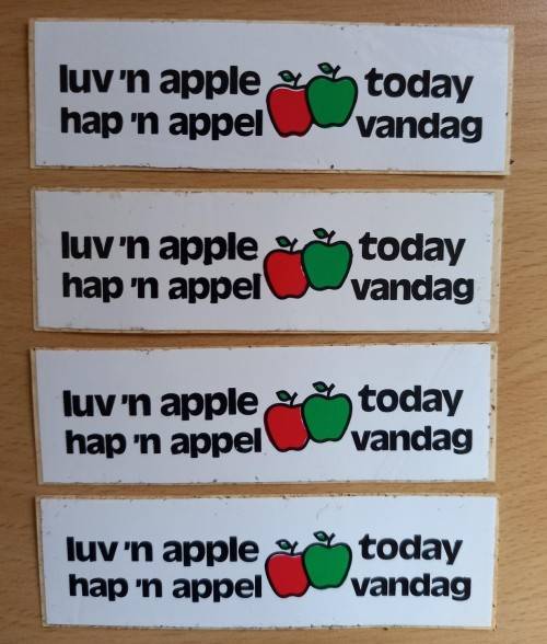 Lot of 13 vintage Applemist apple juice & `luv `n apple` stickers