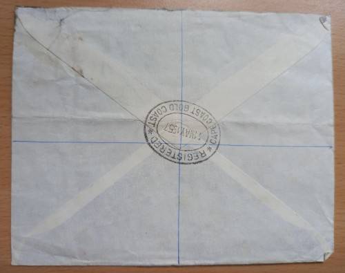 1957 Ghana registered letter Gold Coast to Durban