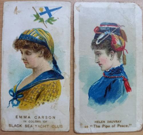 1889 Rare Duke`s cigarette cards: lot of 7 Fancy Dress, poor condition