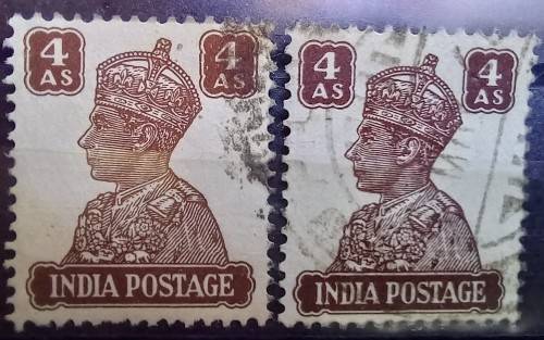 1941 India George VI lot of 13 used singles & block of 4