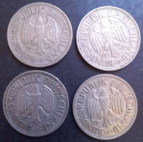 1950 Germany 1 Mark D, F, G and J