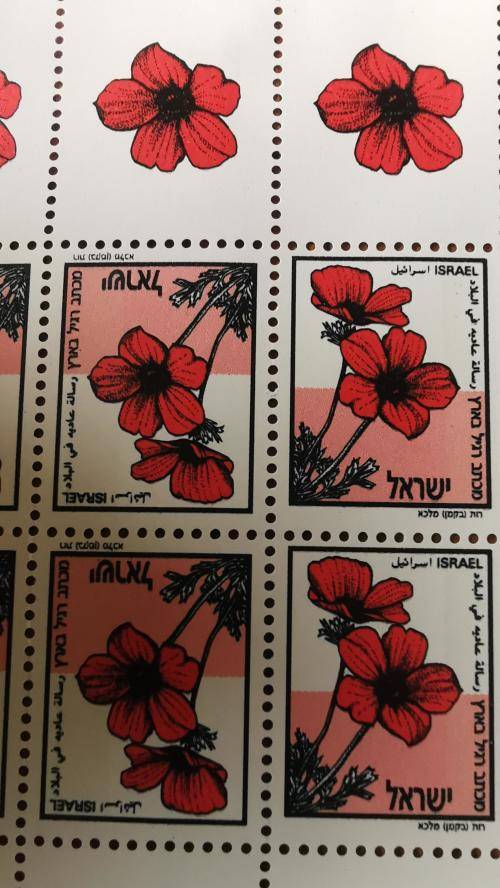 Israel 1992 full sheet of anemone stamps MNH