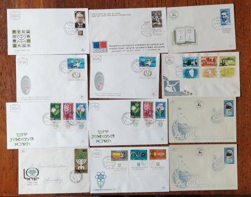 Israel lot of 12 FDCs from the 1950s and 1960s