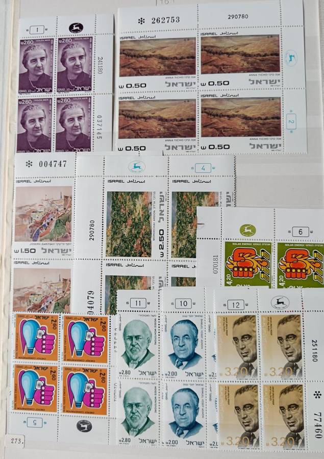 Israel 1981 lot of 30 MNH plate blocks of 4 + tab strip of 3