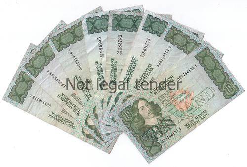 South Africa R10 8 notes (6 G De Kock and 2 Stals) - bid per note to take all