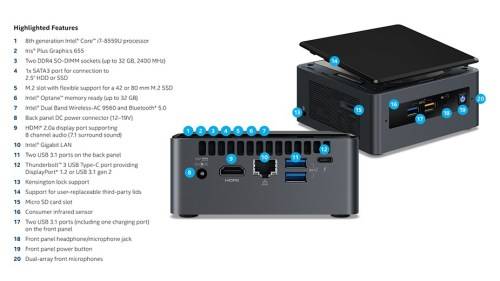 Powerful Intel NUC - Core i7 8th gen - 16GB DDR4 - 128GB SSD - MINT Condition