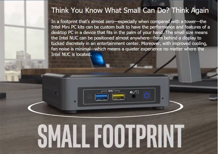 Intel Nuc - Intel i7 8th gen - 8GB DDR4 - 256GB SSD M.2 PCIe Nvme - Intel Iris Graphics