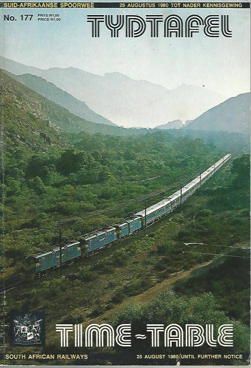 Suid-Afrikaanse Spoorwee Tydtafel No.177. 1980. SAR Timetable. SCARCE!